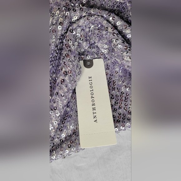 NWT!Anthro Sequin Cowl Neck Wide Leg Women's Chic Ranna Gill Purple Jumpsuit XS - Picture 11 of 17